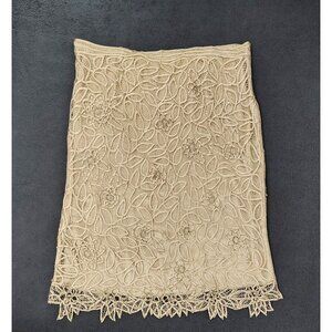 Vtg 2X Silken Poetry Skirt Eyelet Overlay Ivory Floral Sheer Lace Ethereal Fairy